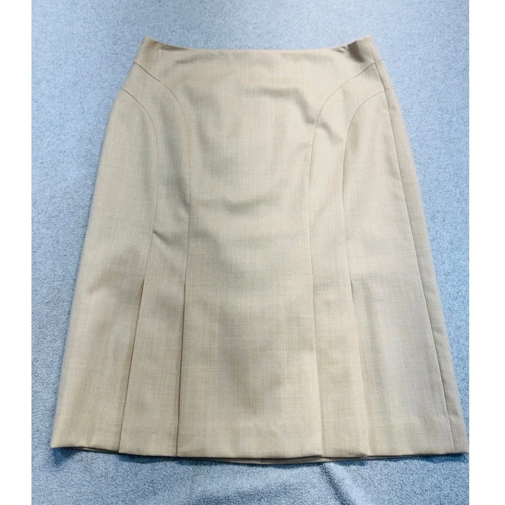 Ann Taylor LOFT Women 6 Tan A-Line Career Skirt Knee Length Lined Office Classic